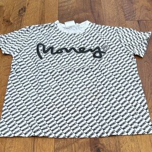 Money Junior Boy’s White and Black Short Sleeve Tee Size 12-13